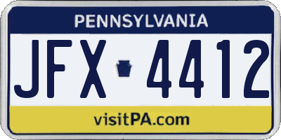 PA license plate JFX4412