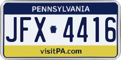 PA license plate JFX4416