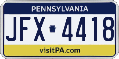 PA license plate JFX4418