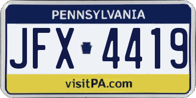 PA license plate JFX4419