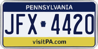 PA license plate JFX4420