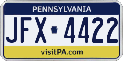 PA license plate JFX4422