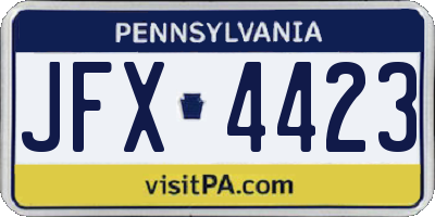 PA license plate JFX4423