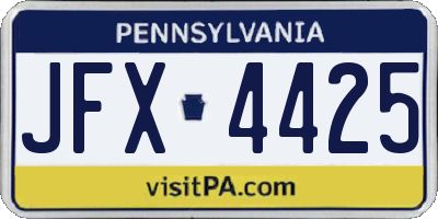 PA license plate JFX4425
