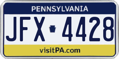 PA license plate JFX4428