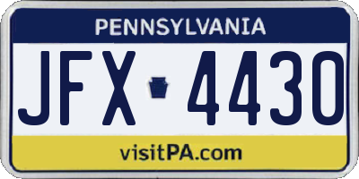 PA license plate JFX4430