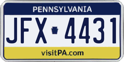 PA license plate JFX4431