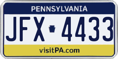 PA license plate JFX4433