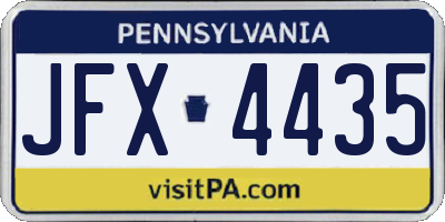 PA license plate JFX4435