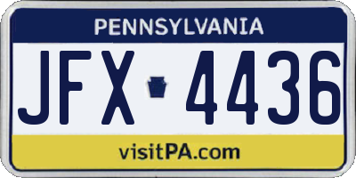 PA license plate JFX4436