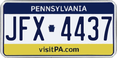 PA license plate JFX4437