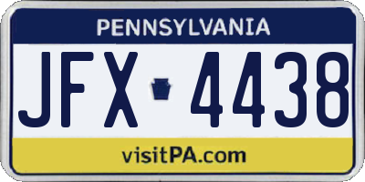 PA license plate JFX4438