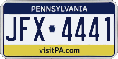 PA license plate JFX4441