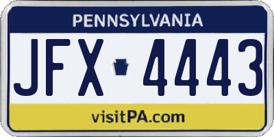PA license plate JFX4443