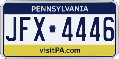 PA license plate JFX4446