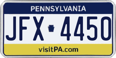 PA license plate JFX4450