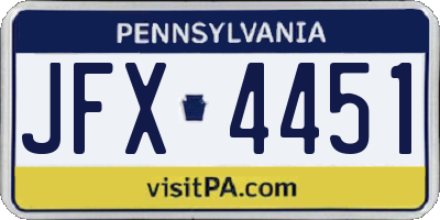 PA license plate JFX4451