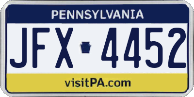 PA license plate JFX4452