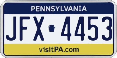 PA license plate JFX4453
