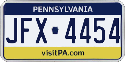 PA license plate JFX4454
