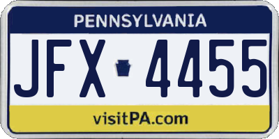 PA license plate JFX4455