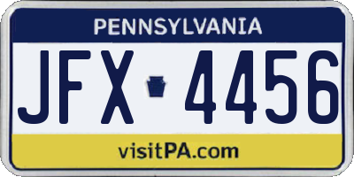 PA license plate JFX4456
