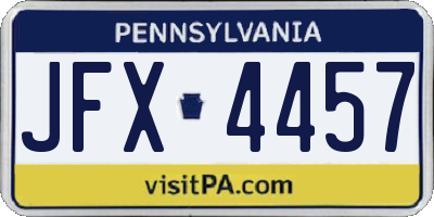 PA license plate JFX4457