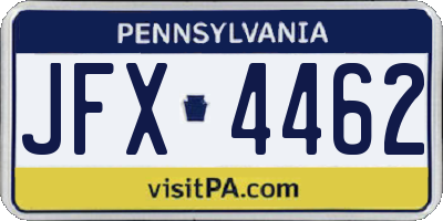 PA license plate JFX4462