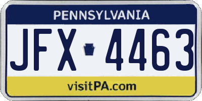 PA license plate JFX4463