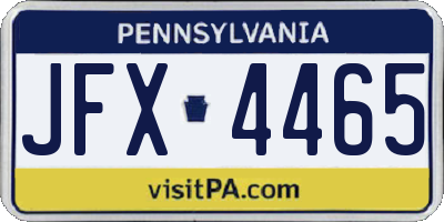 PA license plate JFX4465
