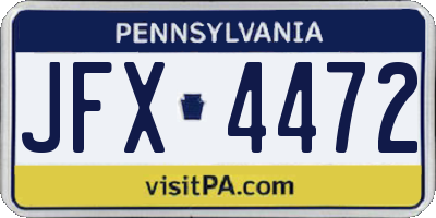 PA license plate JFX4472