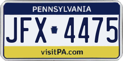 PA license plate JFX4475
