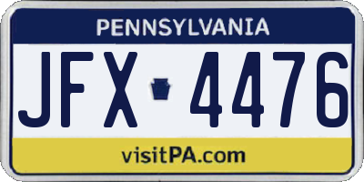 PA license plate JFX4476