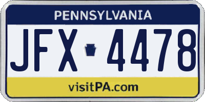 PA license plate JFX4478