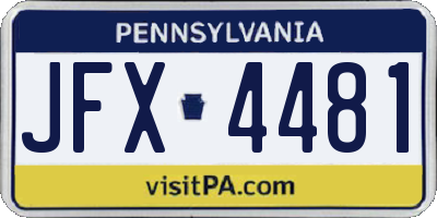 PA license plate JFX4481