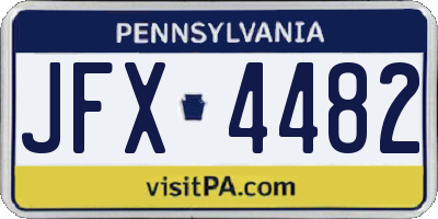 PA license plate JFX4482