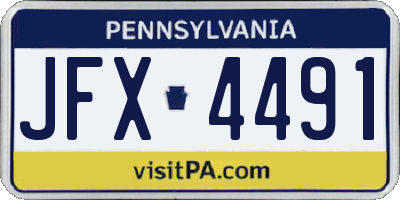 PA license plate JFX4491