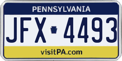 PA license plate JFX4493