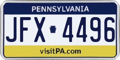 PA license plate JFX4496