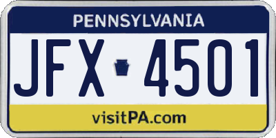 PA license plate JFX4501