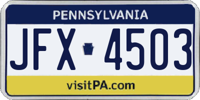 PA license plate JFX4503