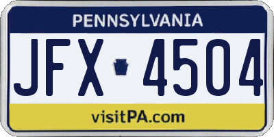 PA license plate JFX4504