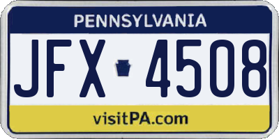 PA license plate JFX4508