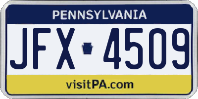 PA license plate JFX4509