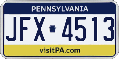 PA license plate JFX4513