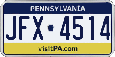 PA license plate JFX4514
