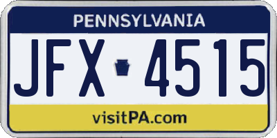 PA license plate JFX4515