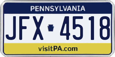 PA license plate JFX4518