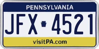 PA license plate JFX4521