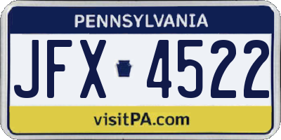 PA license plate JFX4522